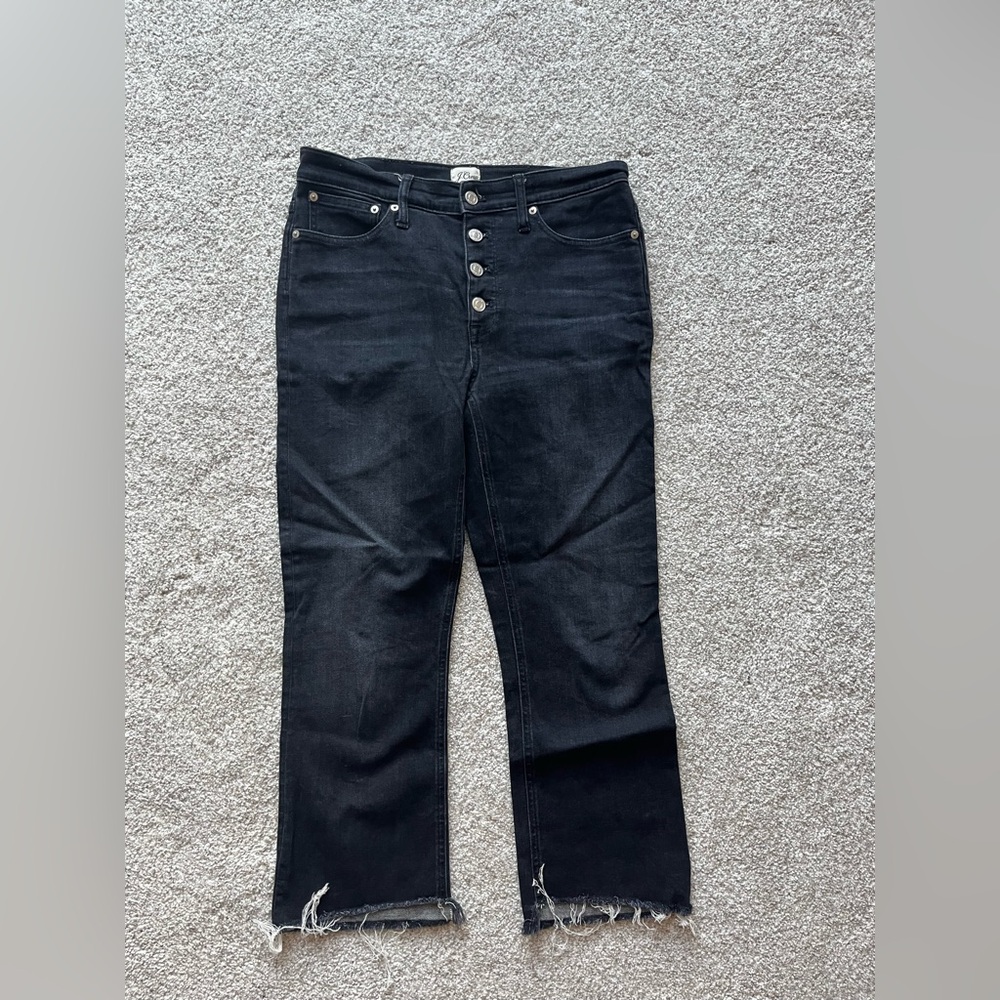 JCrew 9in Boot Crop Kicked Leg Black Jeans
